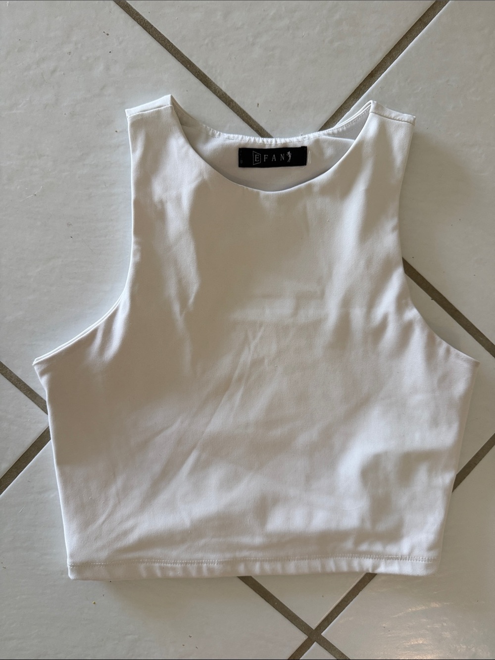 DFAN White Cropped High-Neck Tank